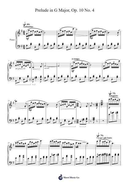 Prelude in G Major, Op. 10 No. 4 Sheet Music by Bruceraine Baldkay-Arr.Hodggrote Yvescole