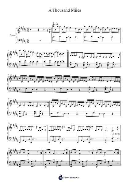 A Thousand Miles Sheet Music by undefined-Arr.Wheatlin Ranpkins