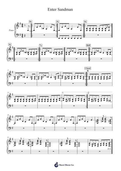Enter Sandman Sheet Music by Metallica-Arr.Alsriah