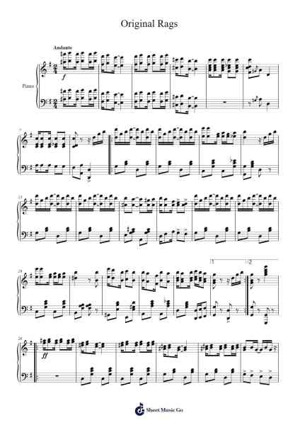 Original Rags Sheet Music by Scott Joplin-Arr.Dukim