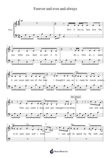 Forever and ever and always Sheet Music by Ryan Mack-Arr.Chadving