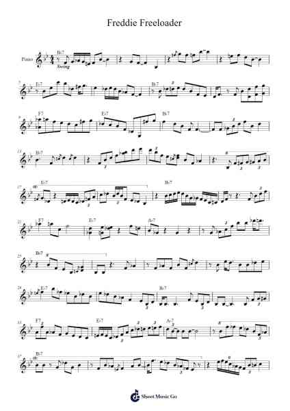 Freddie Freeloader Sheet Music by Miles Davis-Arr.Readeworth Phoezer