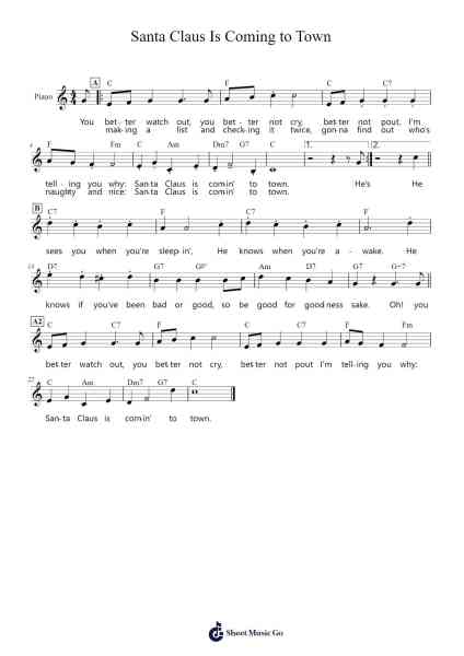 Santa Claus Is Coming to Town Sheet Music by John Frederick Coots-Arr.Wanje Phoefra