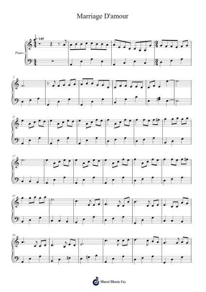 Marriage D'amour Sheet Music by P. de Senneville/O. Toussaint-Arr.Sinrin Sibylnice