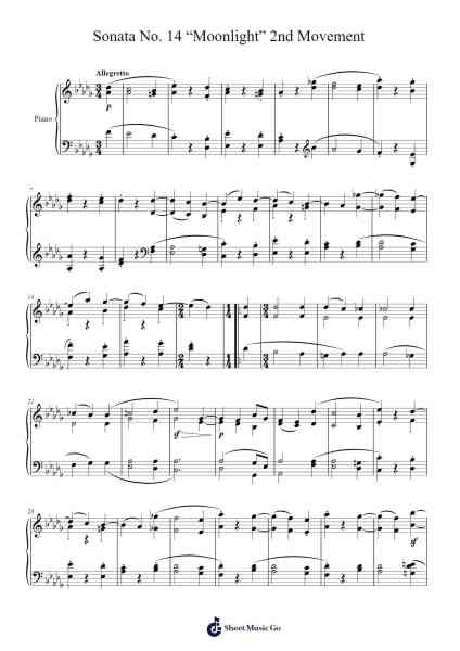 Sonata No. 14 in C# Minor, Op. 27, No. 2 "Moonlight": II. Allegretto Sheet Music by Ludwig van Beethoven-Arr.Beague Kinglor