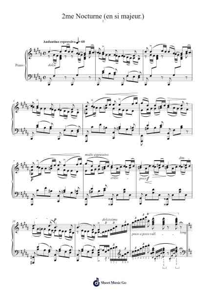 Nocturne No. 2 in B Major, Op. 33 Sheet Music by Gabriel Fauré-Arr.Bosphia Wisell