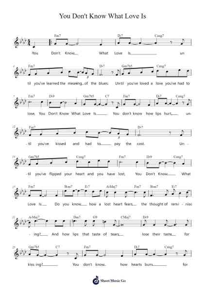 You Don't Know What Love Is Sheet Music by Gene De Paul-Arr.Kirkckle Clarkckle