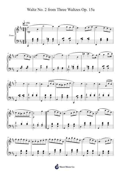Waltz No. 2 from Three Waltzes Op. 15a Sheet Music by Chertroy-Arr.Haletra Kimstone
