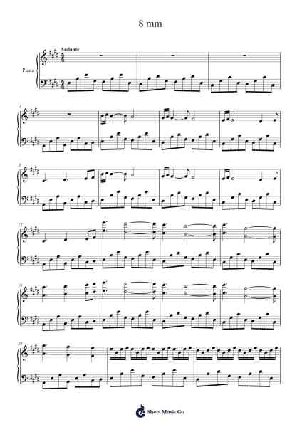 8 mm Sheet Music by Yann Tiersen-Arr.Keatsshua Beareade