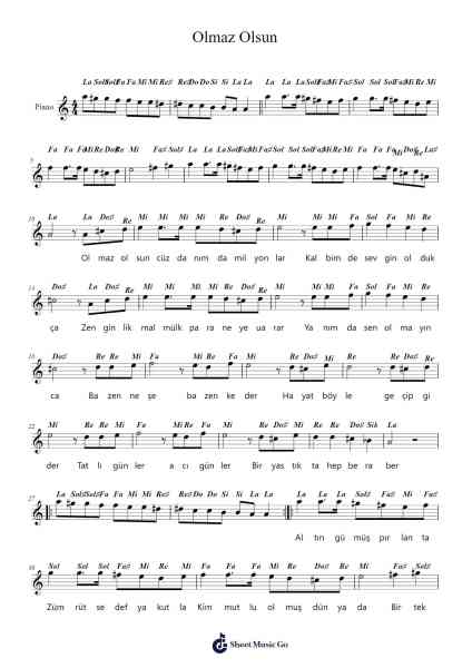 Olmaz Olsun Sheet Music by Sezen Aksu-Arr.Scripla Brookfe