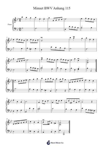 Minuet in G Minor, BWV Anh. 115 Sheet Music by Christian Petzold-Arr.Boycehe