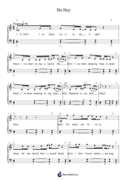 Ho Hey Sheet Music by The Lumineers-Arr.Vioyves Garbess