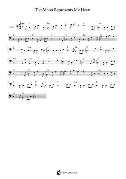 The Moon Represents My Heart Sheet Music by Teresa Teng-Arr.Hula