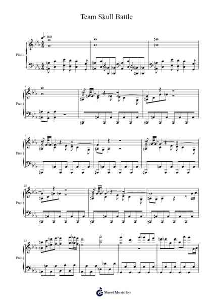 Pokemon Sun and Moon - Team Skull Battle Sheet Music by Junichi Masuda-Arr.Gorliz
