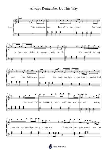 Always Remember Us This Way Notenblatt von Lady Gaga-Arr.Rhysboyce