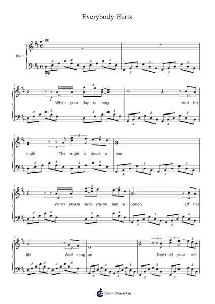 Everybody Hurts Sheet Music by R.E.M.-Arr.Womeo Sharpjoe