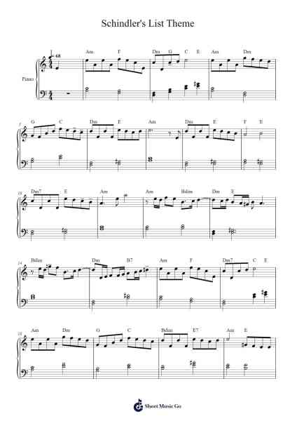 Schindler's List Theme Sheet Music by John Williams-Arr.Lilrald
