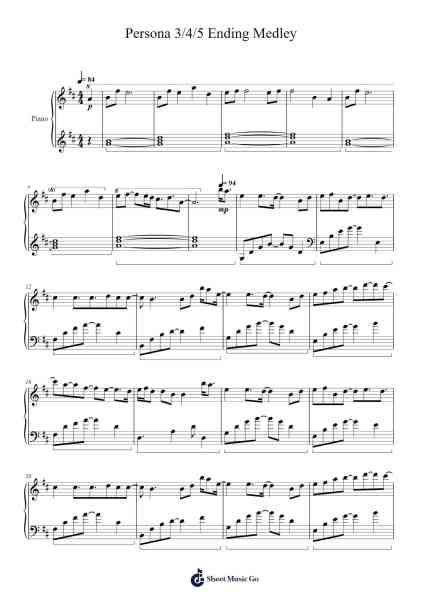 Persona 3/4/5 Ending Medley Sheet Music by Shoji Meguro-Arr.Lawwald