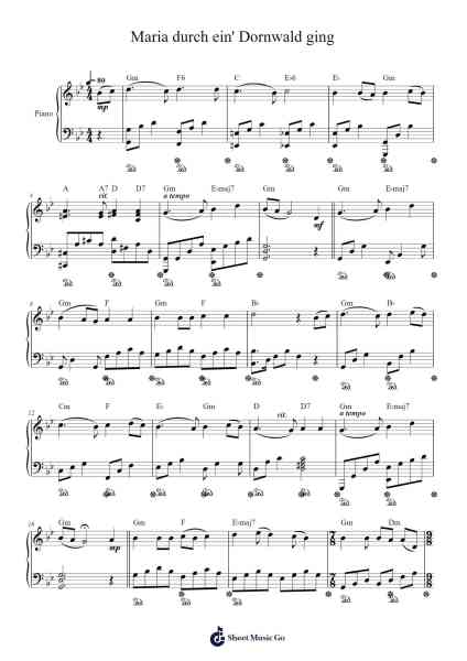 Maria durch ein' Dornwald ging Sheet Music by Volkslied-Arr.Merpe