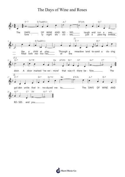 The Days of Wine and Roses Sheet Music by Henry Mancini-Arr.Drewyes Deirty