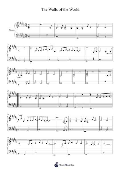 The Walls of the World Sheet Music by Katie Melua-Arr.Egbeau