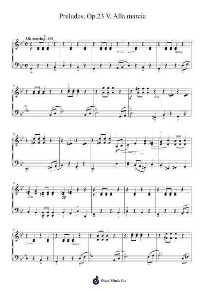 Preludes Op. 23, No. 5 in G Minor, Alla marcia Sheet Music by Sergei Rachmaninoff-Arr.Wescan