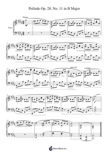 Prélude Op. 28, No. 11 in B Major Sheet Music by Frédéric François Chopin-Arr.Wattkeith Louichild