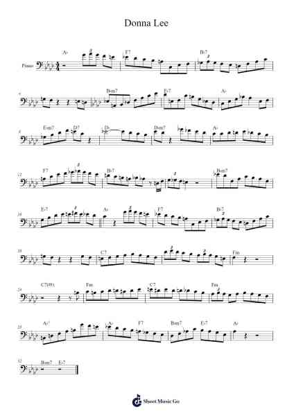 Donna Lee Sheet Music by Charlie Parker-Arr.Lamshop