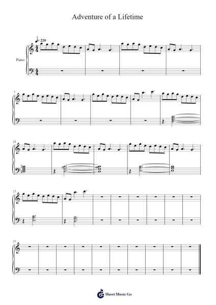 Adventure of a Lifetime Sheet Music by Coldplay-Arr.Tateearl Grantbroad