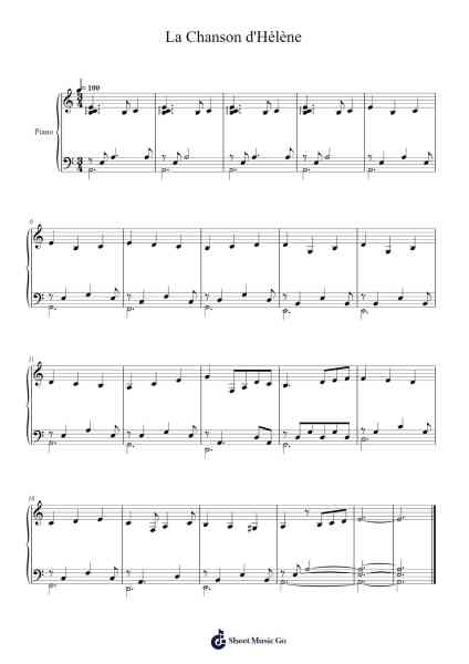 La Chanson d'Hélène Sheet Music by Claude Sautet-Arr.Bercob