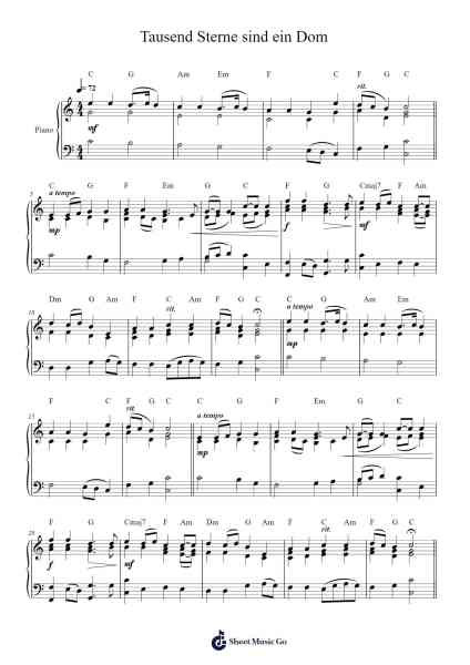 Tausend Sterne sind ein Dom Sheet Music by Siegfried Köhler-Arr.Louiefie