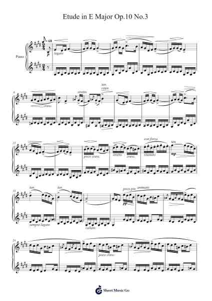 Etude in E Major, Op. 10, No. 3 Sheet Music by Frédéric Chopin-Arr.Rebar Mulin