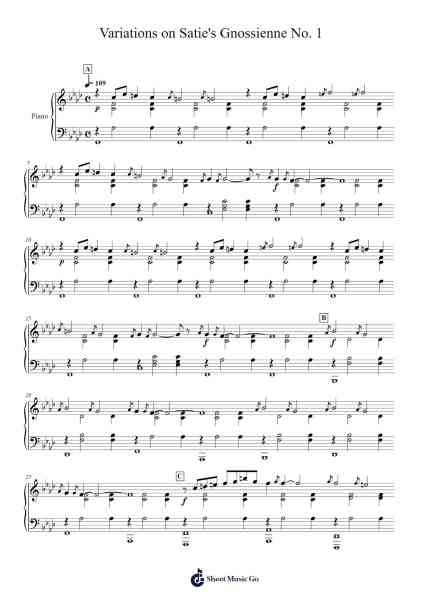 Variations on Satie's Gnossienne No. 1 Sheet Music by Jefdiah Lclife-Arr.Leifclaire Frankbrooke