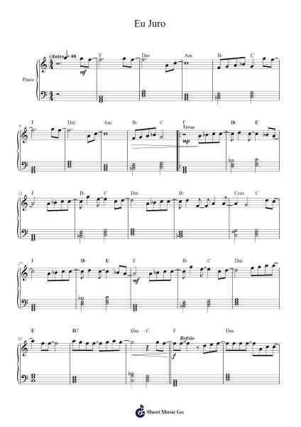 Eu Juro Sheet Music by Leandro e Leonardo-Arr.Gailma
