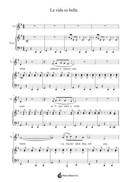 La vida es bella Sheet Music by Glenncke Bronmore-Arr.Milpkins Drewdrich