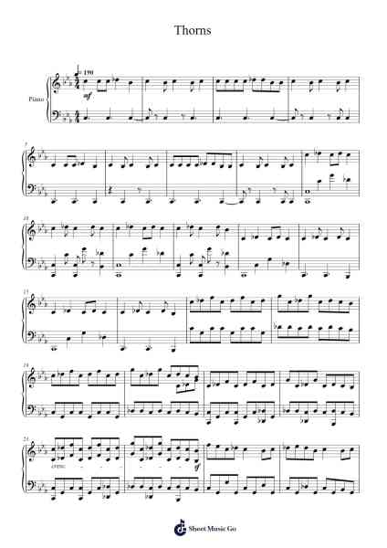 Thorns Sheet Music by Kawai Sprite-Arr.Peathew Odeshua
