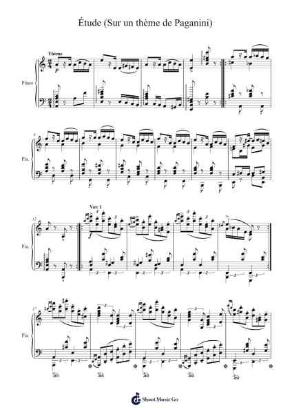 Étude on a Theme of Paganini, Op. 4 No. 7 Sheet Music by Xanbee Gemel-Arr.Corrie