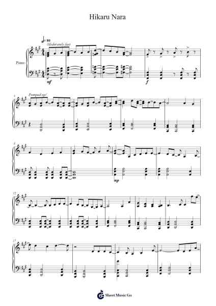 Hikaru Nara Sheet Music by Goose House-Arr.Yetleif Clecott