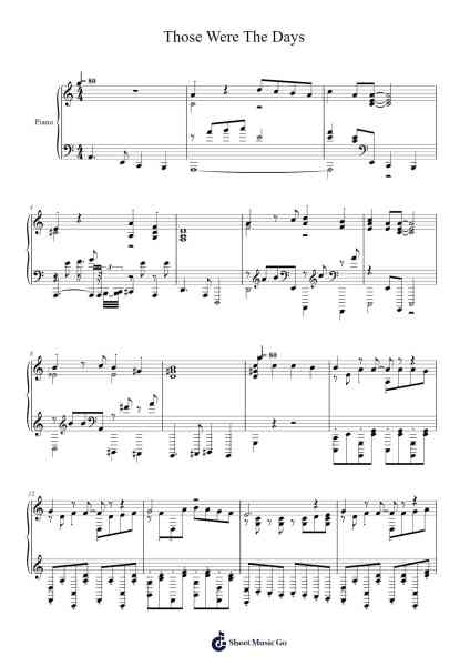 Those Were The Days Sheet Music by Mary Hopkin-Arr.Cliffcam Whbill