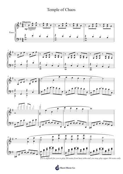 Final Fantasy I Temple of Chaos Sheet Music by Nobuo Uematsu-Arr.Beernoel Oisensharp