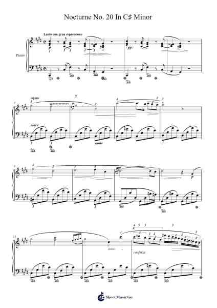 Nocturne No. 20 In C♯ Minor Sheet Music by Frédéric Chopin-Arr.Terwyatt Hangan