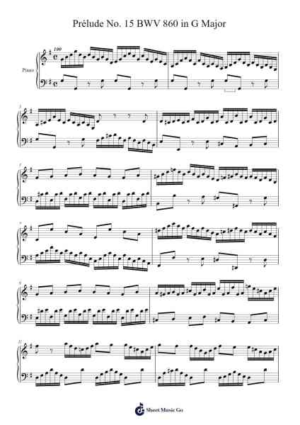 Prélude No. 15 in G Major, BWV 860 Sheet Music by Johann Sebastian Bach-Arr.Graycie Scob