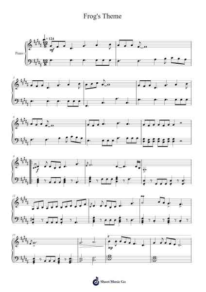 Frog's Theme Sheet Music by Yasunori Mitsuda/Nobuo Uematsu/Noriko Matsueda/Tsuyoshi Sekito-Arr.Arabias
