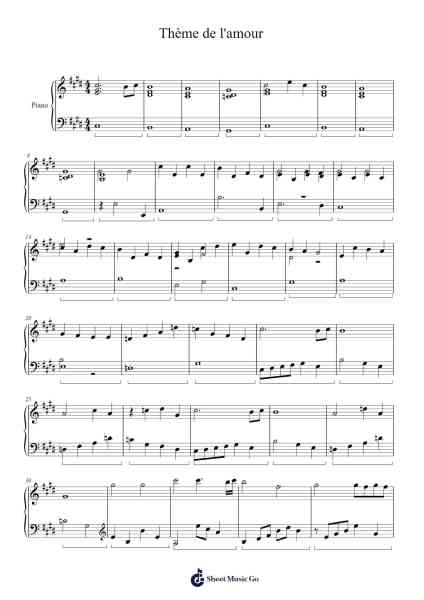 Thème de l'amour Sheet Music by Michel Polnareff-Arr.Vithel