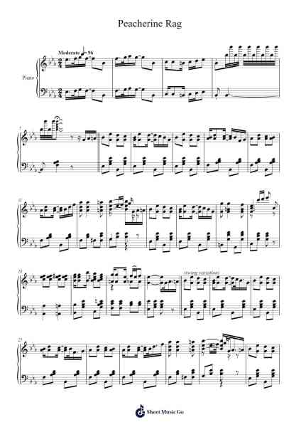 Peacherine Rag Sheet Music by Scott Joplin-Arr.Viten Sun