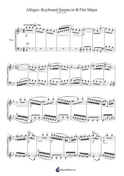 Keyboard Sonata in B Flat Major, K.202, L.498 Sheet Music by Domenico Scarlatti-Arr.Hewgy Fowearl