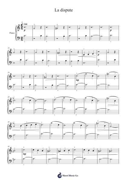 La dispute Sheet Music by Yann Tiersen-Arr.Earmay