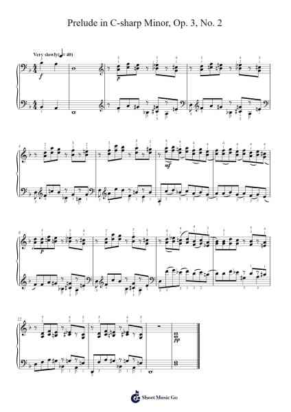 Prelude in C-sharp Minor, Op. 3, No. 2 Sheet Music by Sergei Rachmaninoff-Arr.Wyldesa Ocdine
