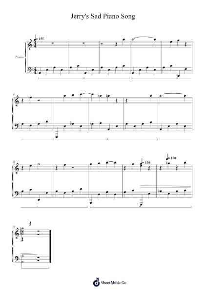 Jerry's Sad Piano Song Sheet Music by Misc Cartoons-Arr.Woltier