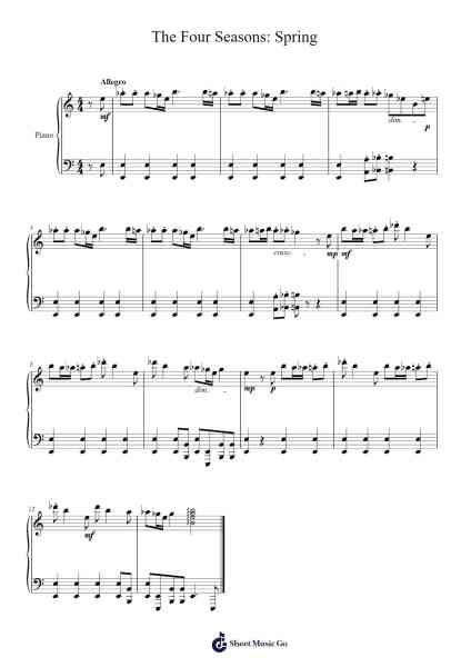 The Four Seasons - Spring in E Major, RV. 269: I. Allegro Sheet Music by Antonio Vivaldi-Arr.Deirrine Sisibyl